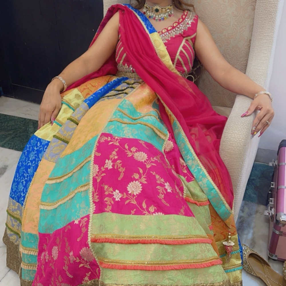 Elegant Multicolor Patchwork Wedding Dress
